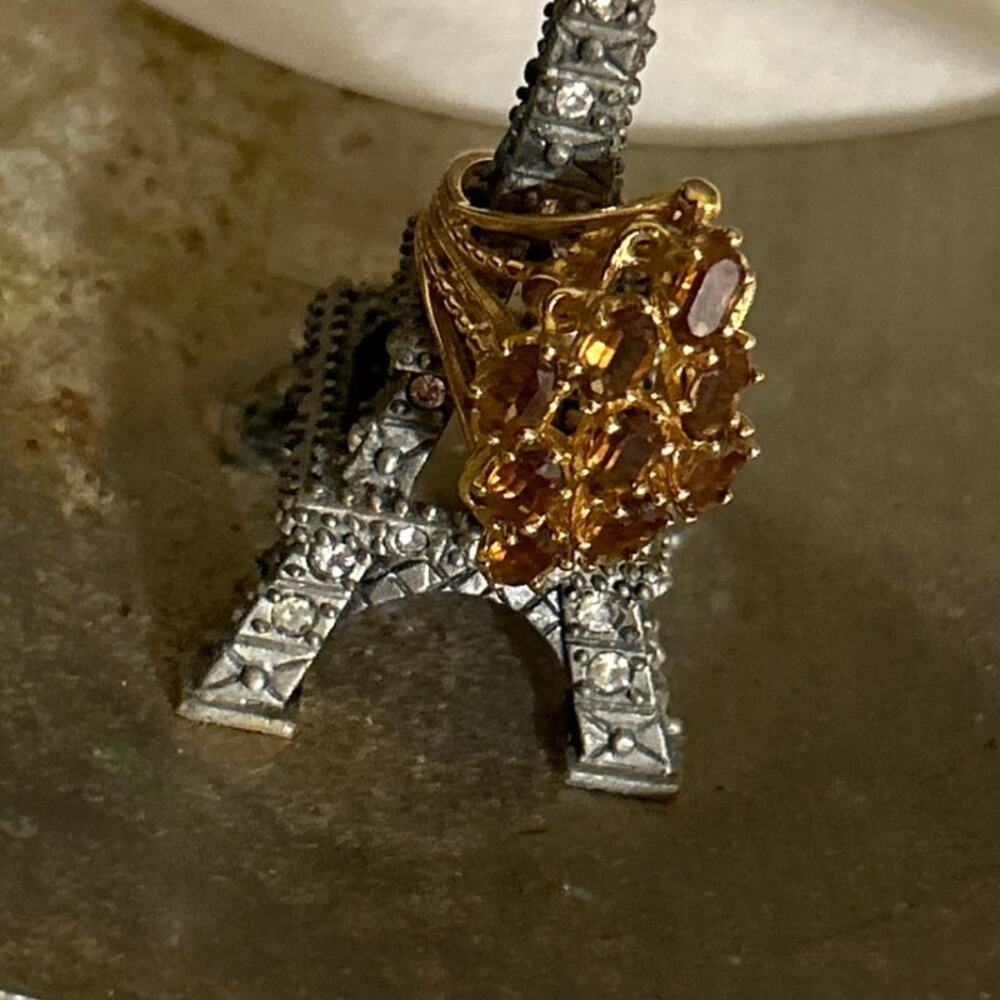 Vintage Gold Ring cocktail ring with Topaz stones 18 kt hge